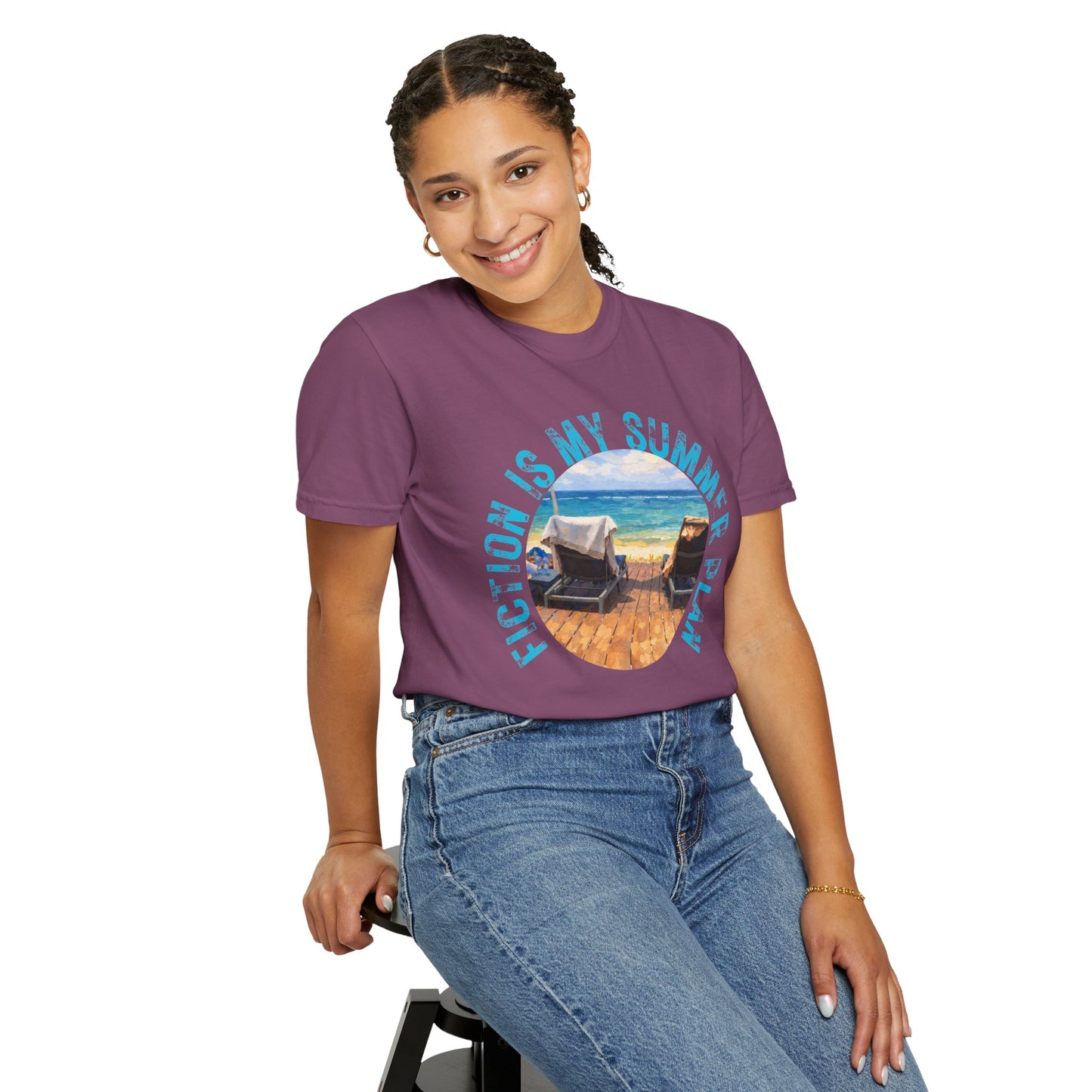 Book Girl Summer T-Shirt Fiction is my summer plan Book Lover Bookish Reading Tee Reader Travel Shirt Romance Book
