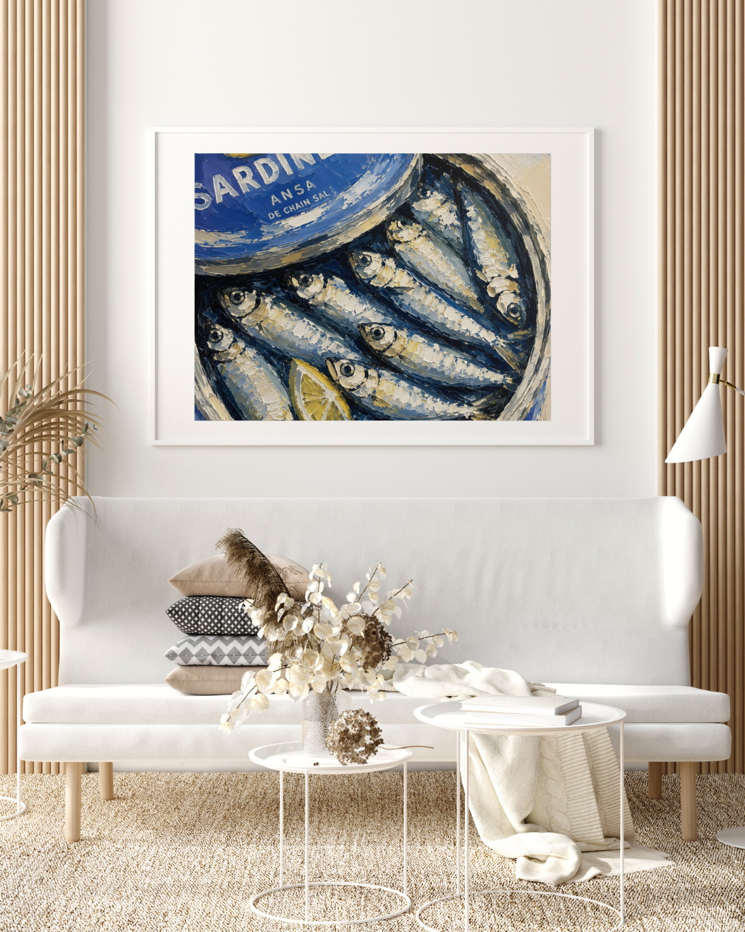 Sardine Tin Oil Painting Print Gift for Foodie Sardine Art Print Fish Wall Art Coastal Decor Seafood Art