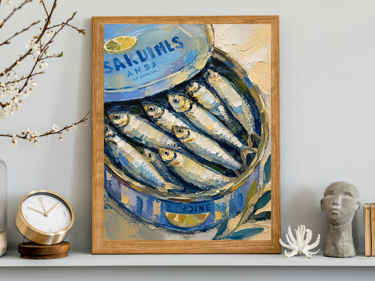 Sardine Tin Painting Print Gift for Foodie Sardine Art Print Fish Wall Art Coastal Decor Seafood Art
