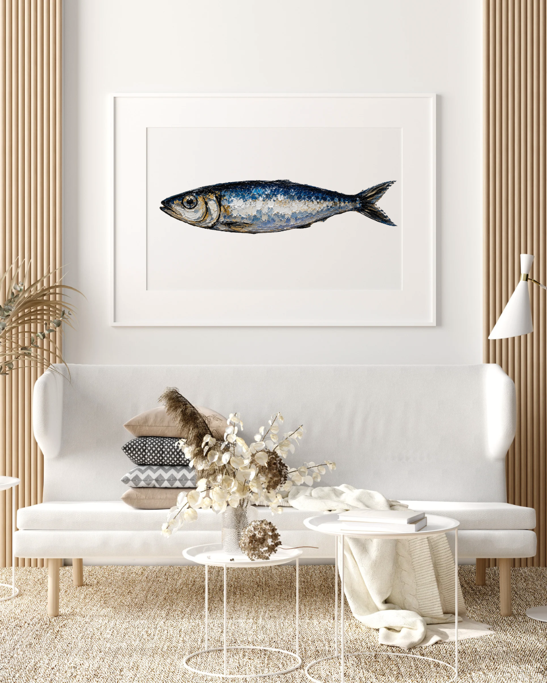 Sardine Oil Painting Print Gift for Foodie Sardine Art Print Fish Wall Art Coastal Decor Seafood Art Beach House Art