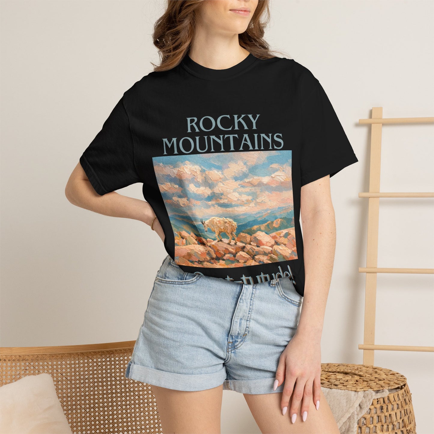 Rocky Mountains Goat-titude T-Shirt | Mountain Goat Illustration