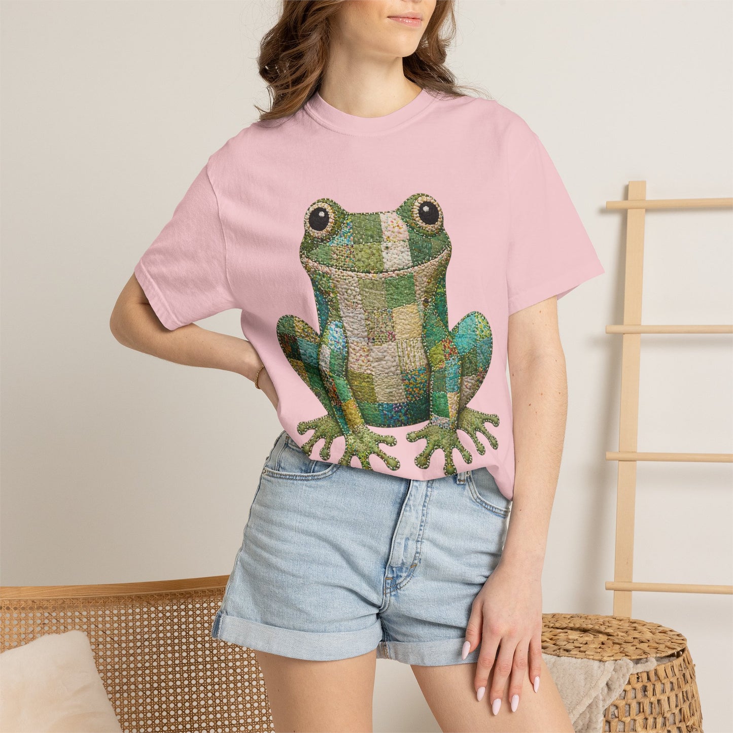 Faux Quilted Frog Shirt T-Shirt, Comfort Colors Printed Frog Tee, Cute Frog Shirt, Funny Frog Tee, Frog Lover Gift