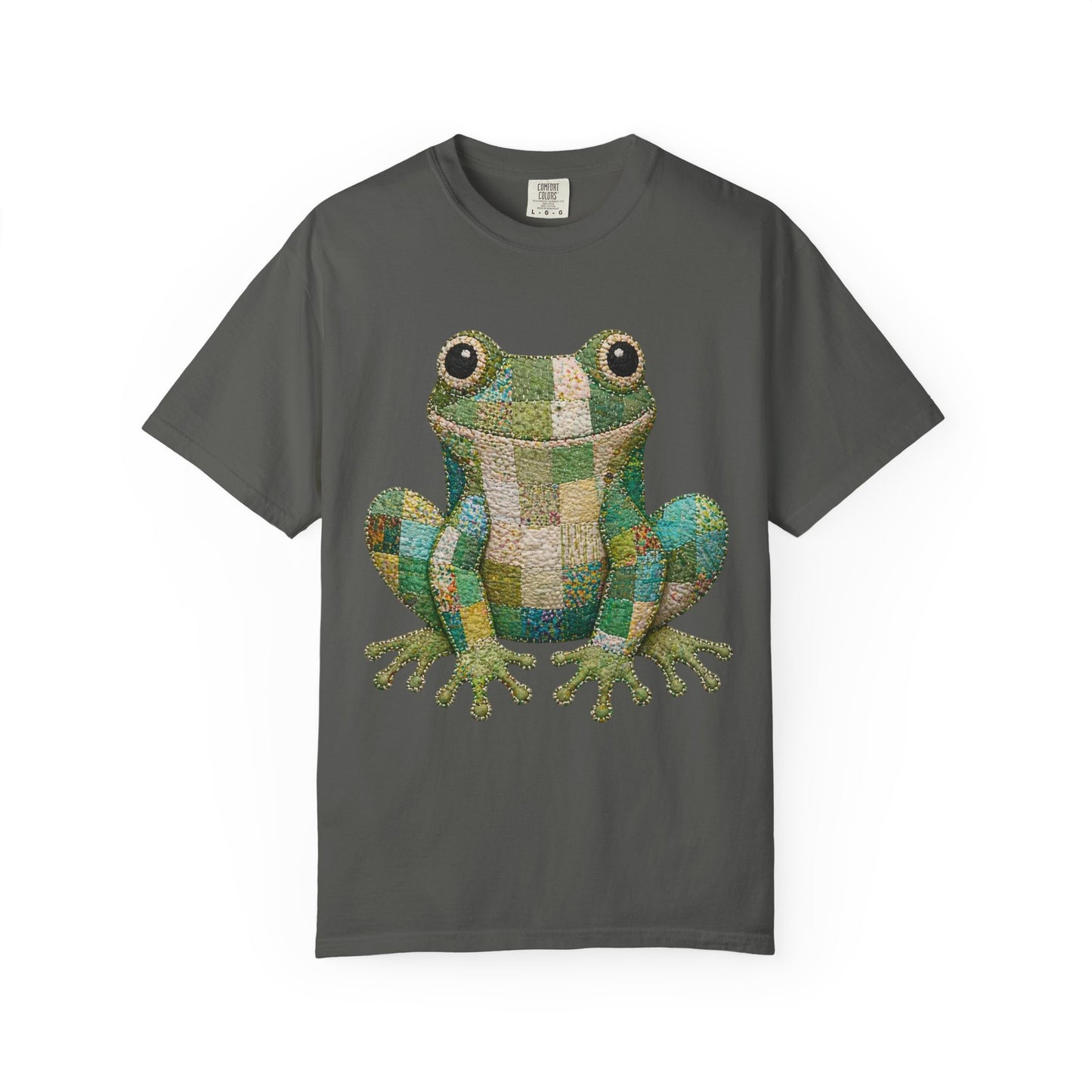 Faux Quilted Frog Shirt T-Shirt, Comfort Colors Printed Frog Tee, Cute Frog Shirt, Funny Frog Tee, Frog Lover Gift