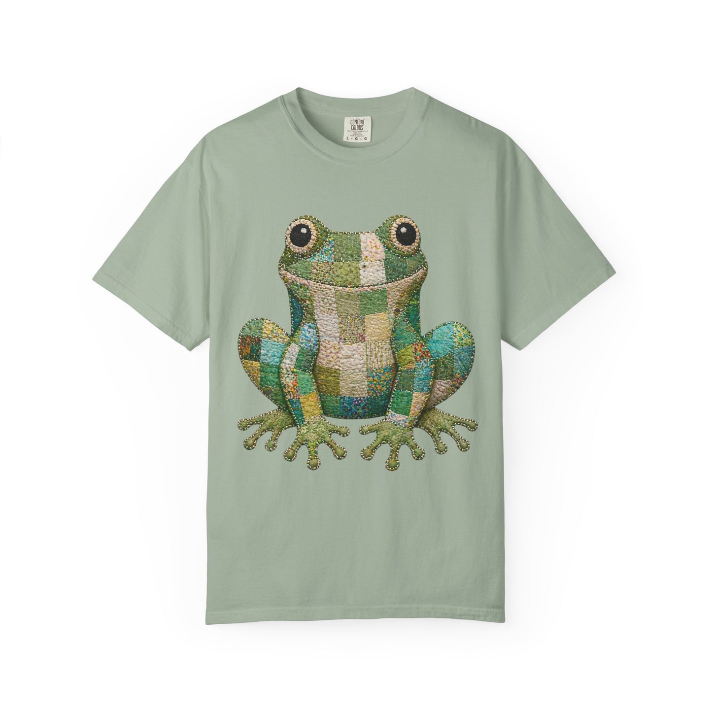 Faux Quilted Frog Shirt T-Shirt, Comfort Colors Printed Frog Tee, Cute Frog Shirt, Funny Frog Tee, Frog Lover Gift