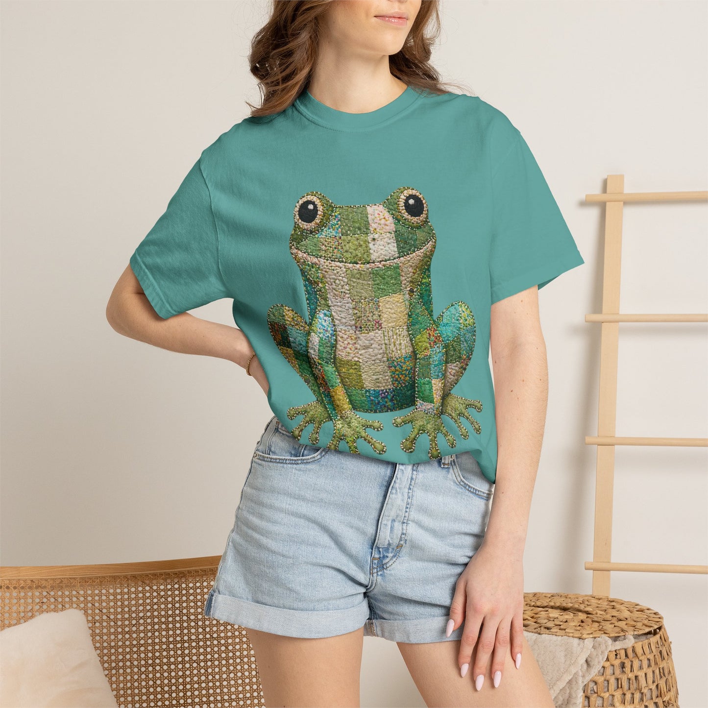 Faux Quilted Frog Shirt T-Shirt, Comfort Colors Printed Frog Tee, Cute Frog Shirt, Funny Frog Tee, Frog Lover Gift