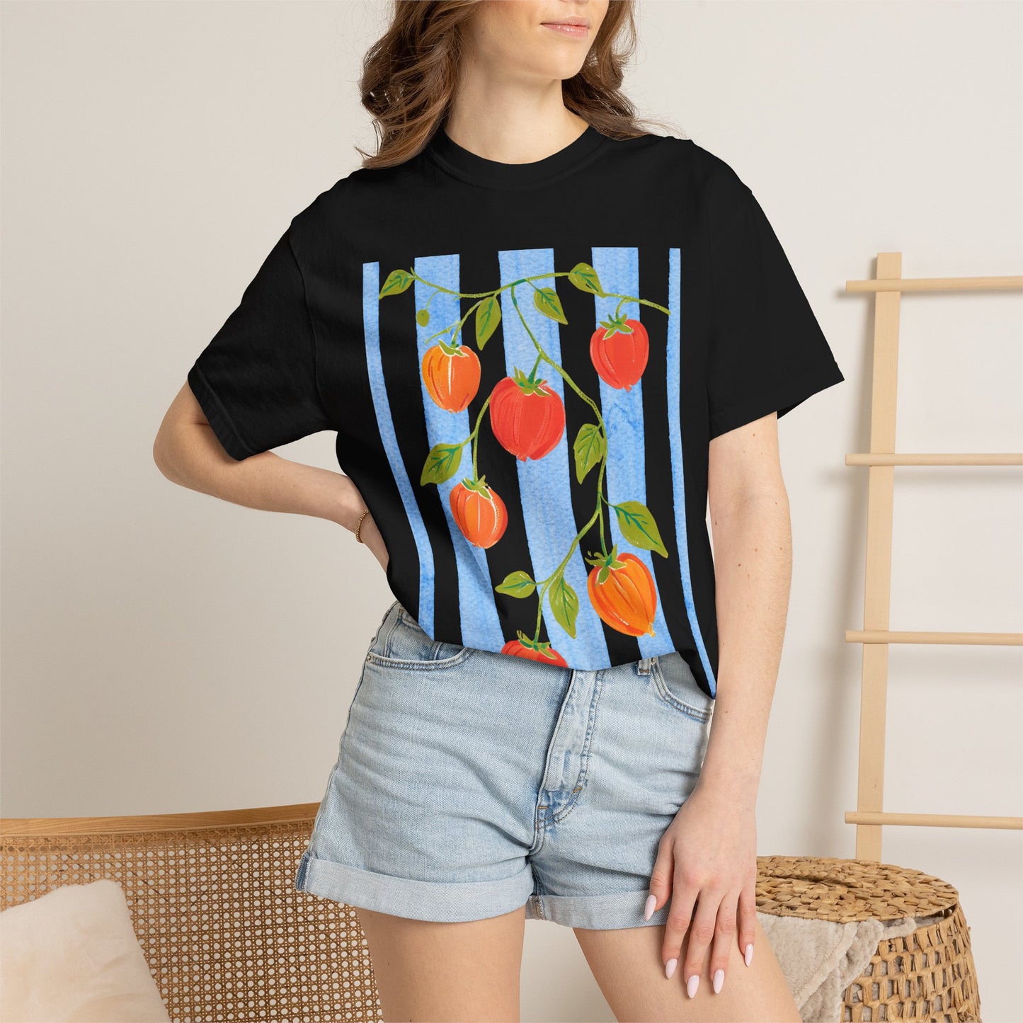 Tomato Vine Graphic T-Shirt – Italian Summer Aesthetic Tee, Mediterranean Fruit Art Shirt