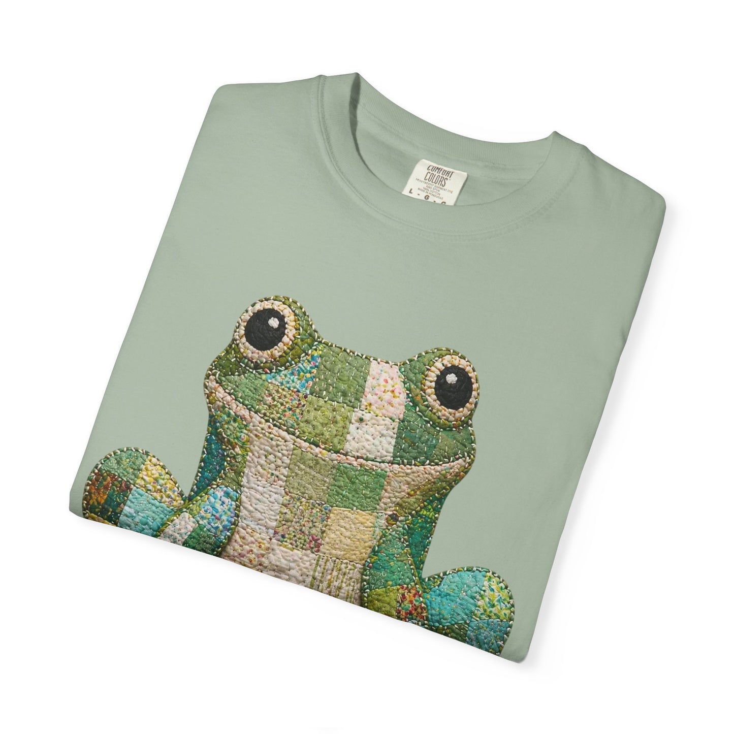 Faux Quilted Frog Shirt T-Shirt, Comfort Colors Printed Frog Tee, Cute Frog Shirt, Funny Frog Tee, Frog Lover Gift