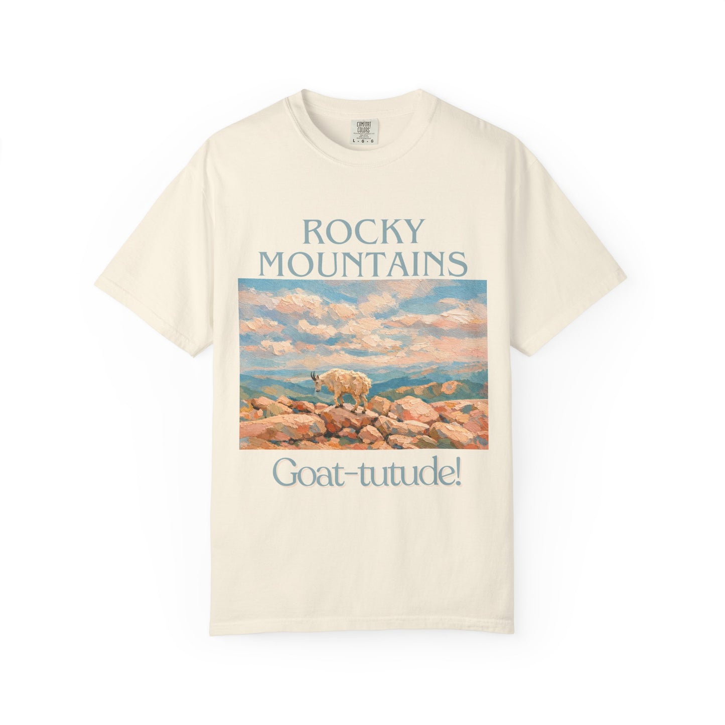 Rocky Mountains Goat-titude T-Shirt | Mountain Goat Illustration