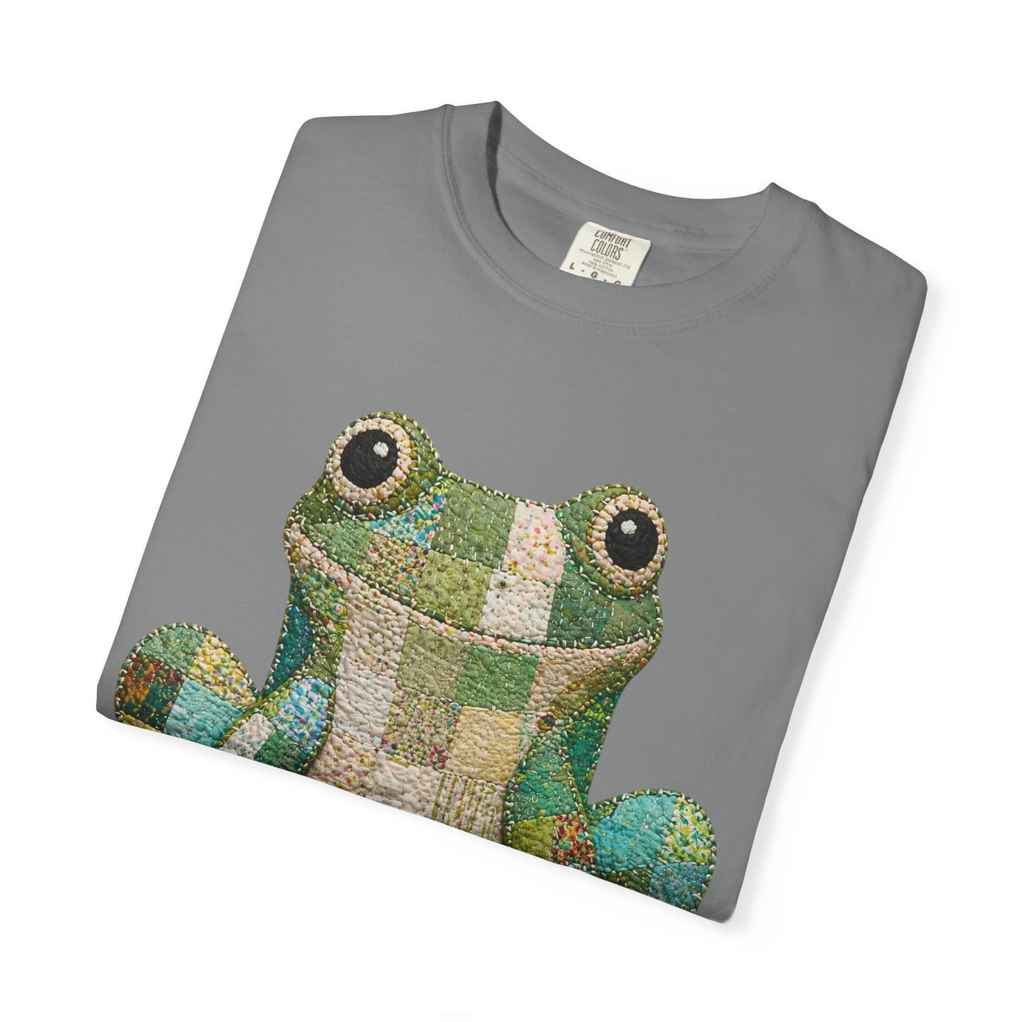 Faux Quilted Frog Shirt T-Shirt, Comfort Colors Printed Frog Tee, Cute Frog Shirt, Funny Frog Tee, Frog Lover Gift