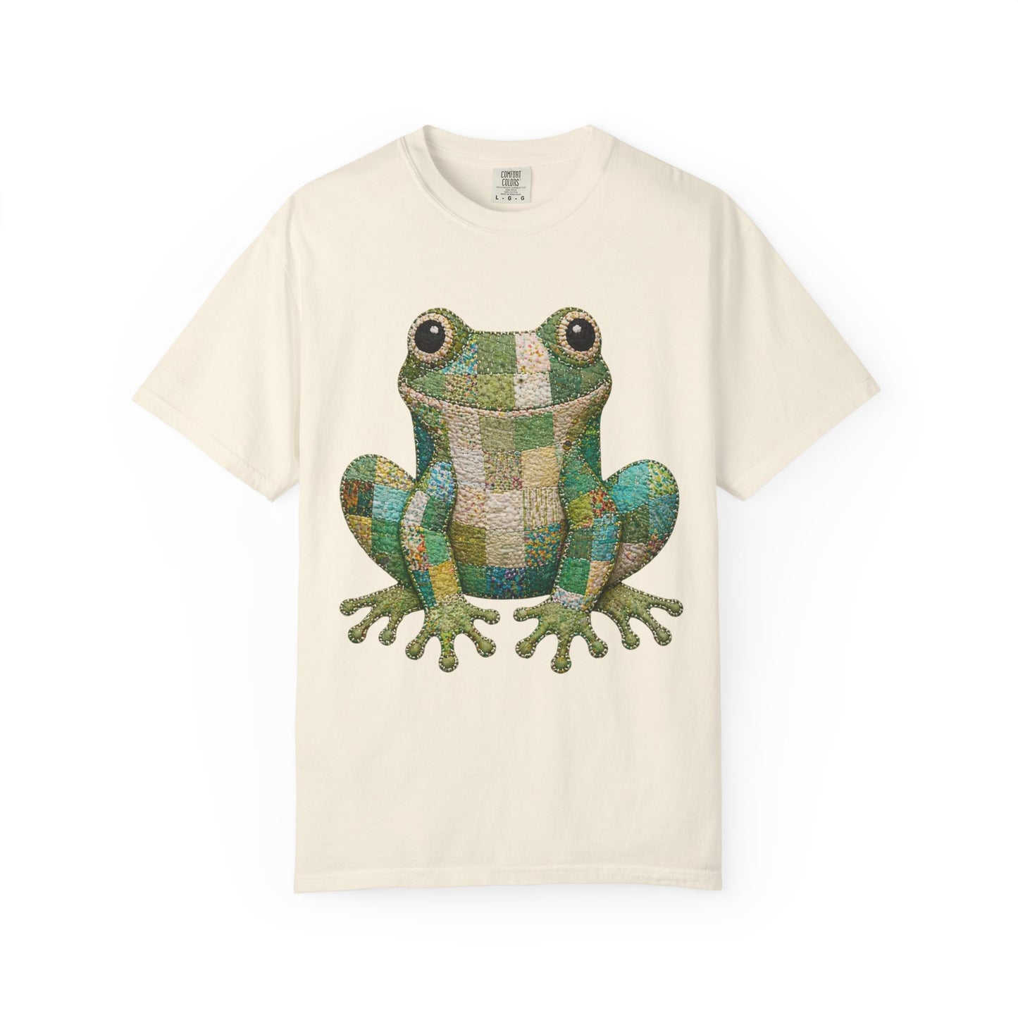 Faux Quilted Frog Shirt T-Shirt, Comfort Colors Printed Frog Tee, Cute Frog Shirt, Funny Frog Tee, Frog Lover Gift