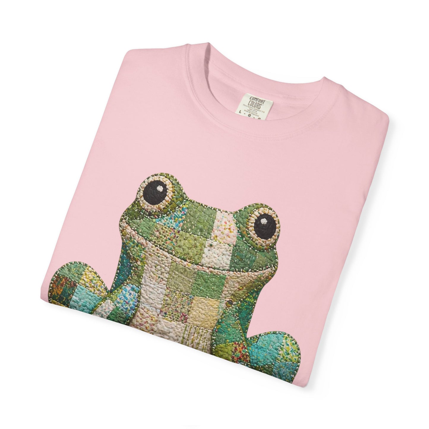 Faux Quilted Frog Shirt T-Shirt, Comfort Colors Printed Frog Tee, Cute Frog Shirt, Funny Frog Tee, Frog Lover Gift