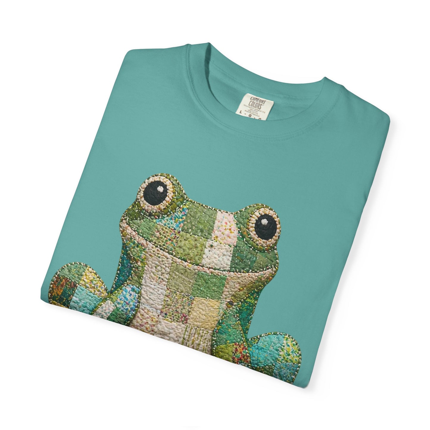 Faux Quilted Frog Shirt T-Shirt, Comfort Colors Printed Frog Tee, Cute Frog Shirt, Funny Frog Tee, Frog Lover Gift