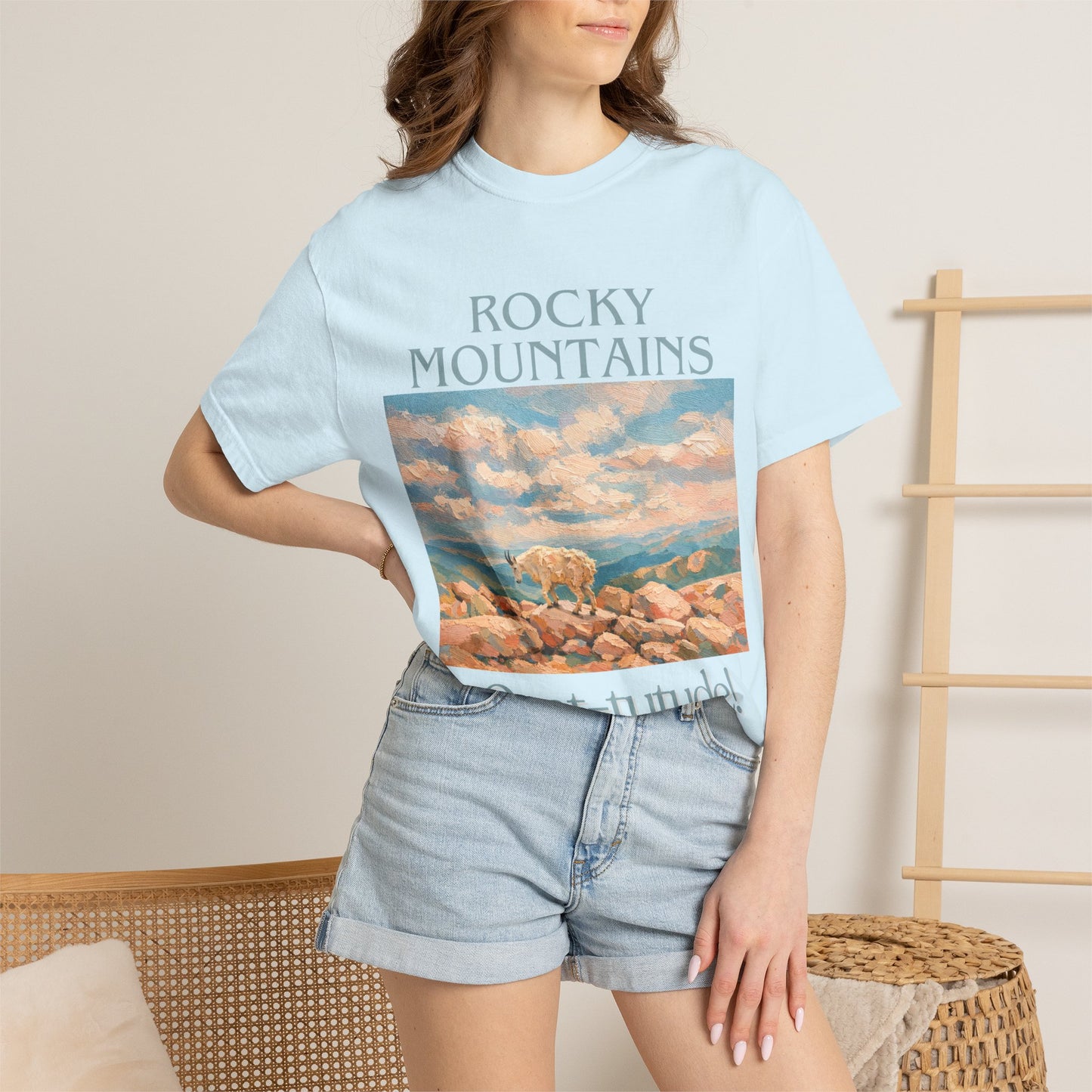 Rocky Mountains Goat-titude T-Shirt | Mountain Goat Illustration