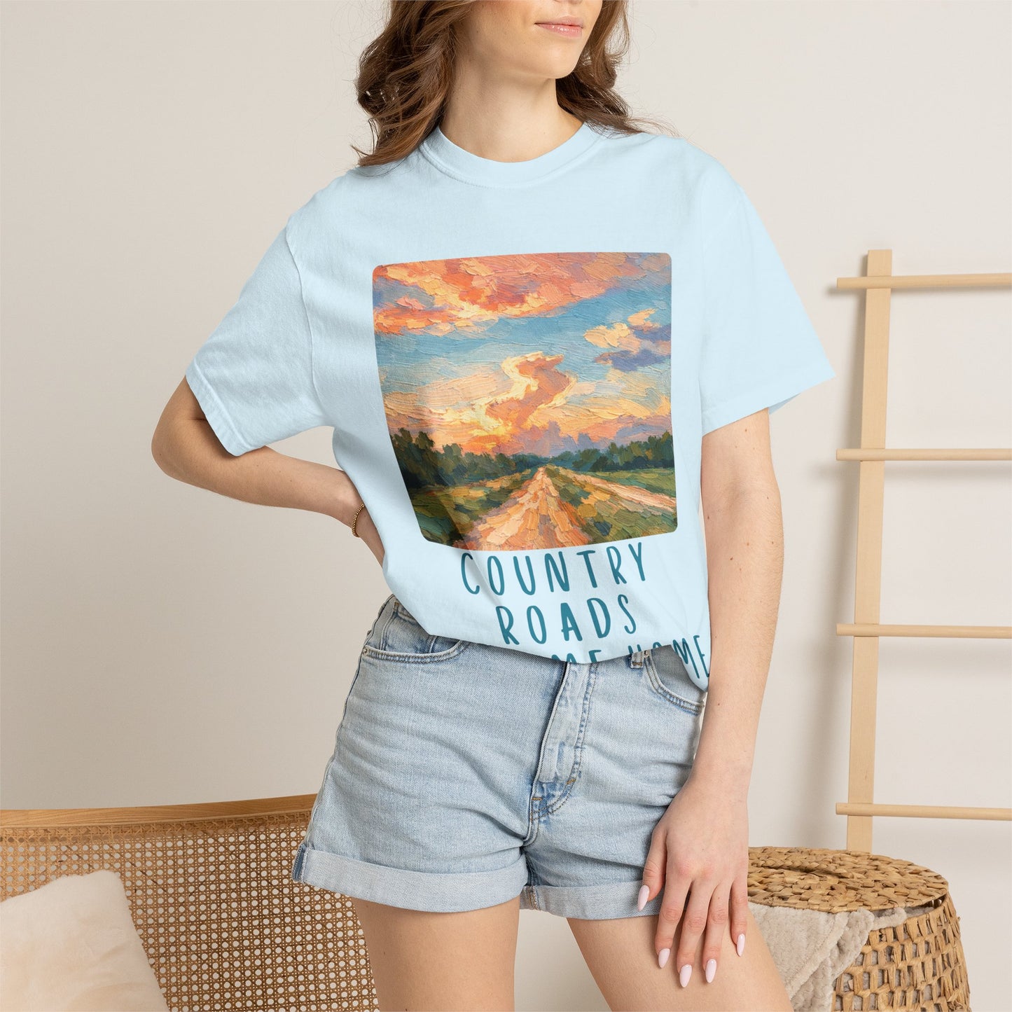 Country Roads Take Me Home Comfort Colors tShirt Women's Mountain Graphic Tee, Camping Hiking T Shirt, Travel Shirt, Nature T Shirt, Gift