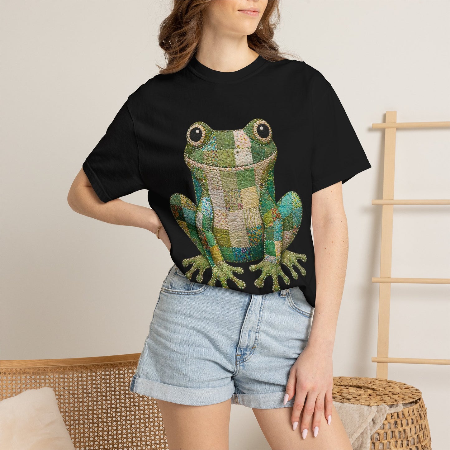 Faux Quilted Frog Shirt T-Shirt, Comfort Colors Printed Frog Tee, Cute Frog Shirt, Funny Frog Tee, Frog Lover Gift