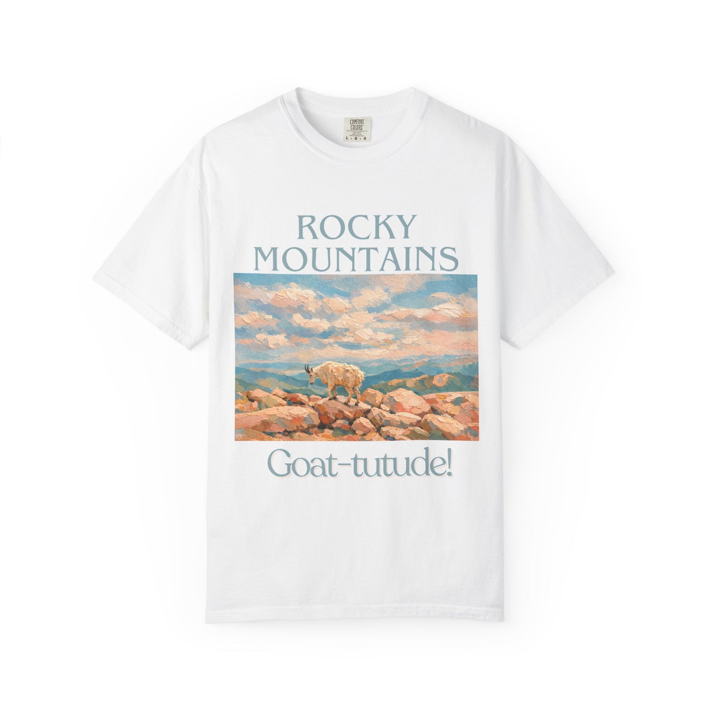Rocky Mountains Goat-titude T-Shirt | Mountain Goat Illustration