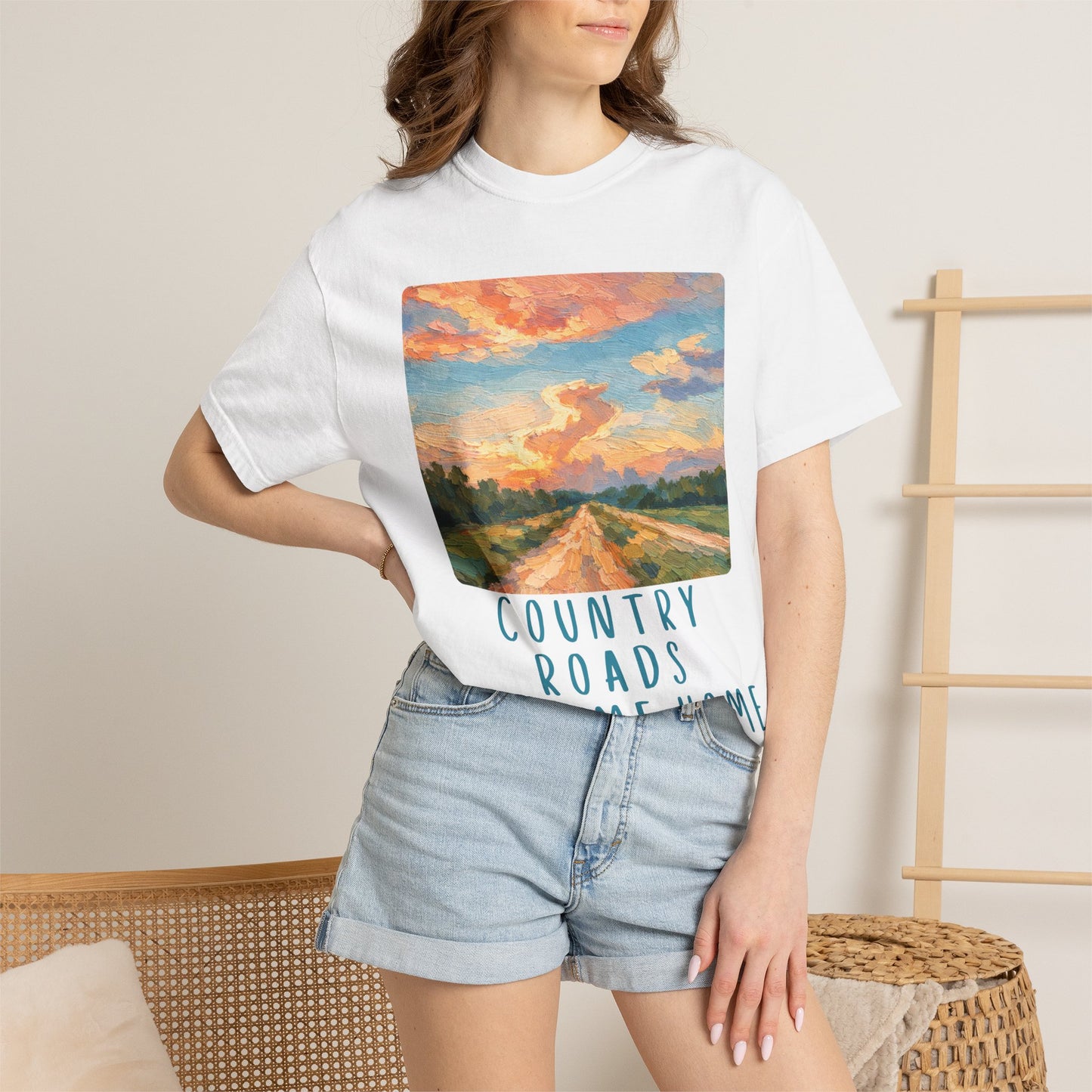 Country Roads Take Me Home Comfort Colors tShirt Women's Mountain Graphic Tee, Camping Hiking T Shirt, Travel Shirt, Nature T Shirt, Gift