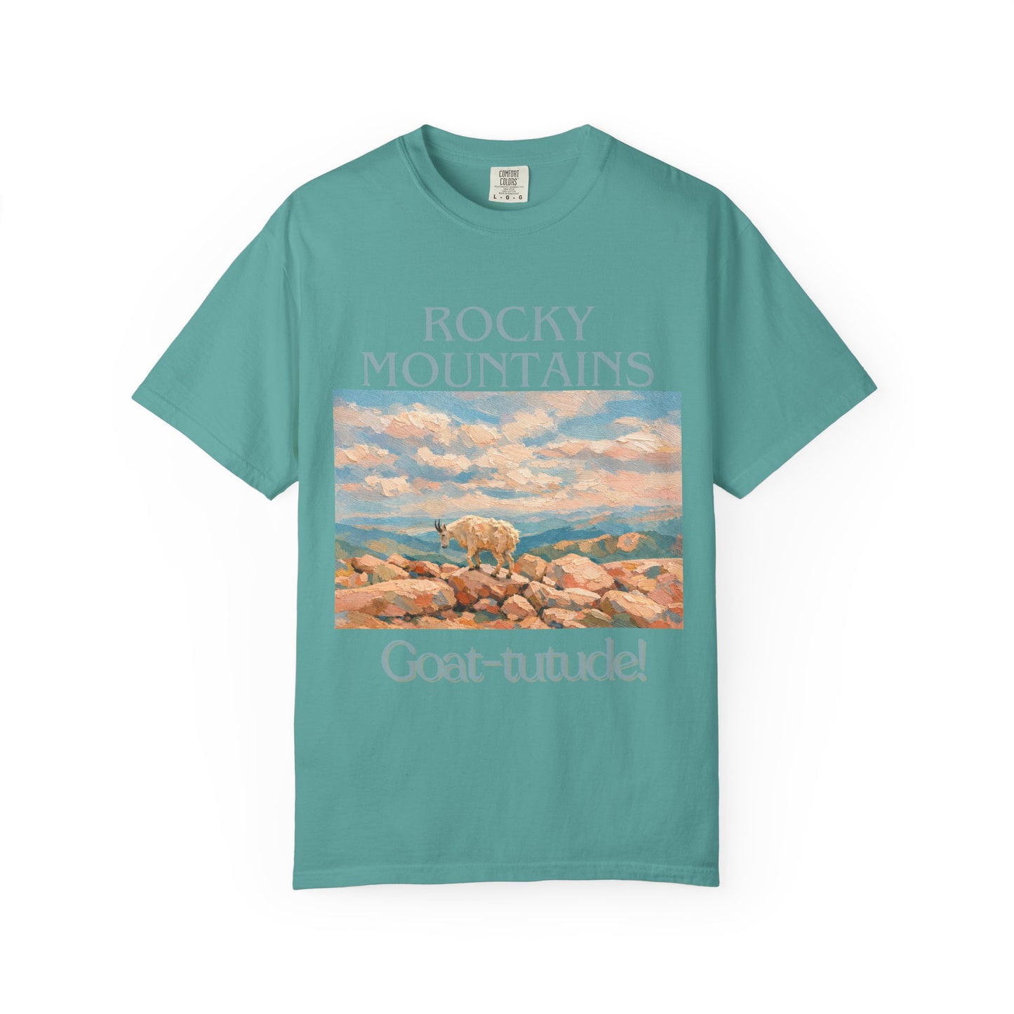 Rocky Mountains Goat-titude T-Shirt | Mountain Goat Illustration