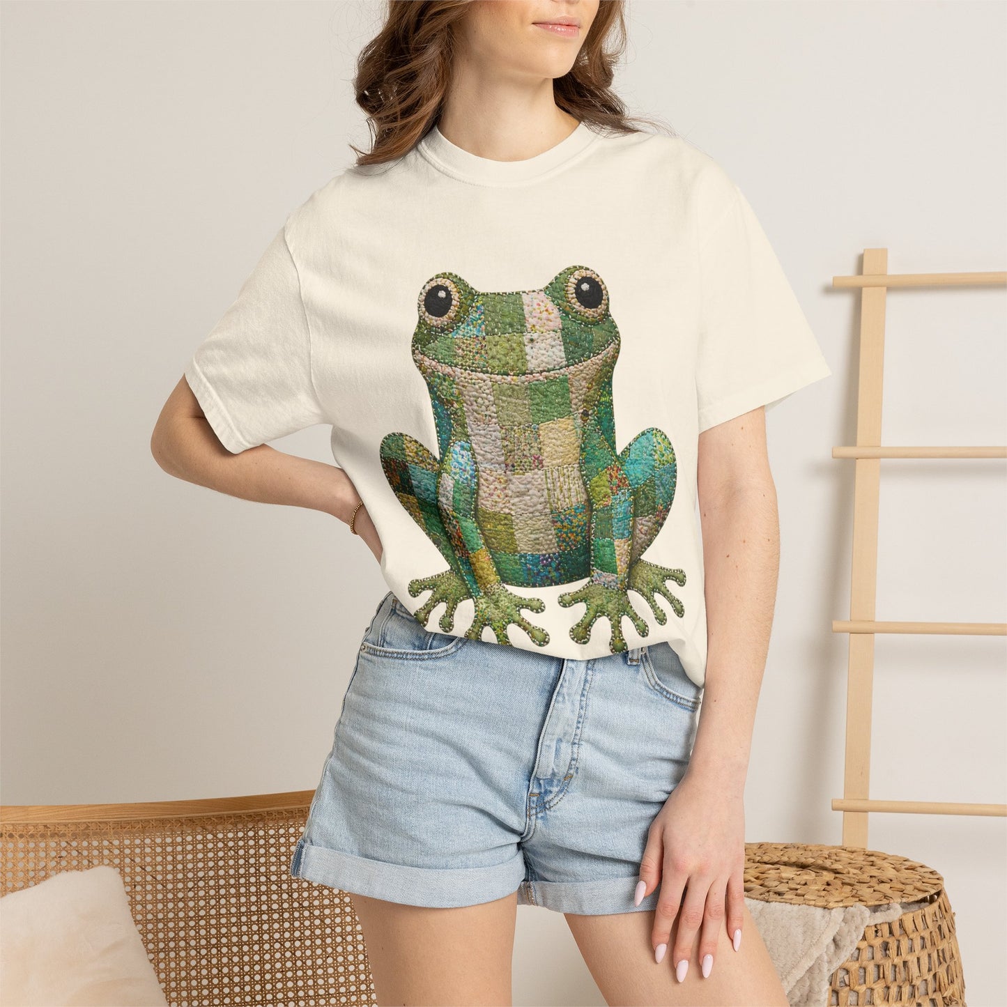 Faux Quilted Frog Shirt T-Shirt, Comfort Colors Printed Frog Tee, Cute Frog Shirt, Funny Frog Tee, Frog Lover Gift