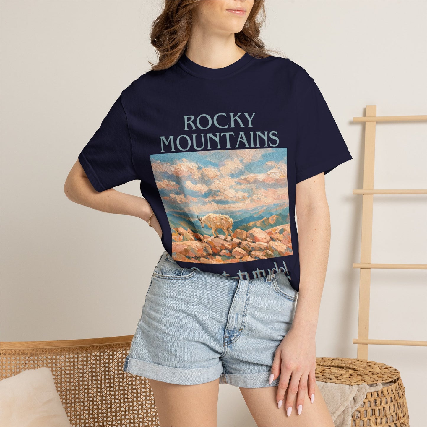 Rocky Mountains Goat-titude T-Shirt | Mountain Goat Illustration