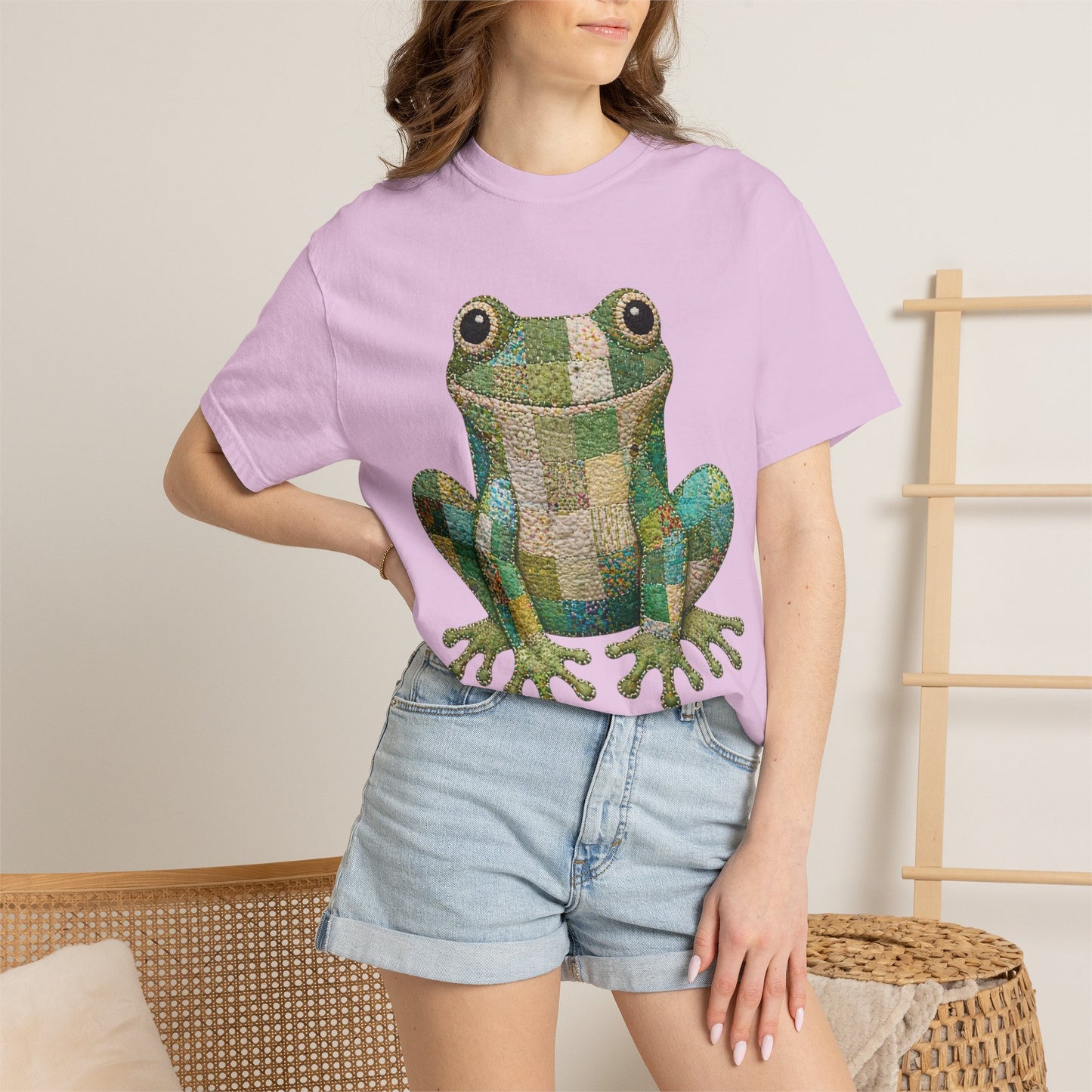 Faux Quilted Frog Shirt T-Shirt, Comfort Colors Printed Frog Tee, Cute Frog Shirt, Funny Frog Tee, Frog Lover Gift