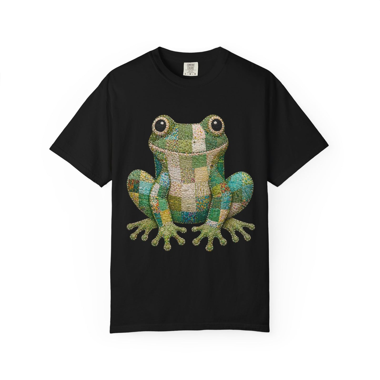 Faux Quilted Frog Shirt T-Shirt, Comfort Colors Printed Frog Tee, Cute Frog Shirt, Funny Frog Tee, Frog Lover Gift