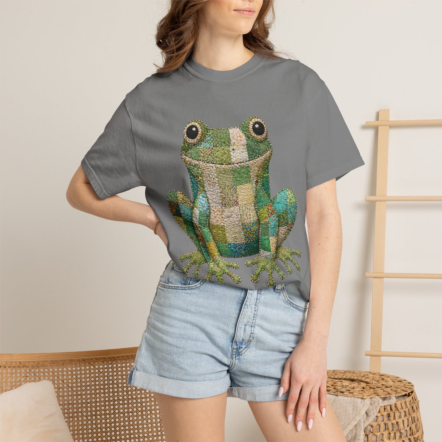 Faux Quilted Frog Shirt T-Shirt, Comfort Colors Printed Frog Tee, Cute Frog Shirt, Funny Frog Tee, Frog Lover Gift
