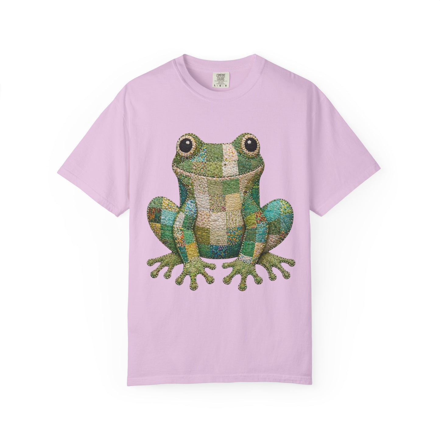 Faux Quilted Frog Shirt T-Shirt, Comfort Colors Printed Frog Tee, Cute Frog Shirt, Funny Frog Tee, Frog Lover Gift
