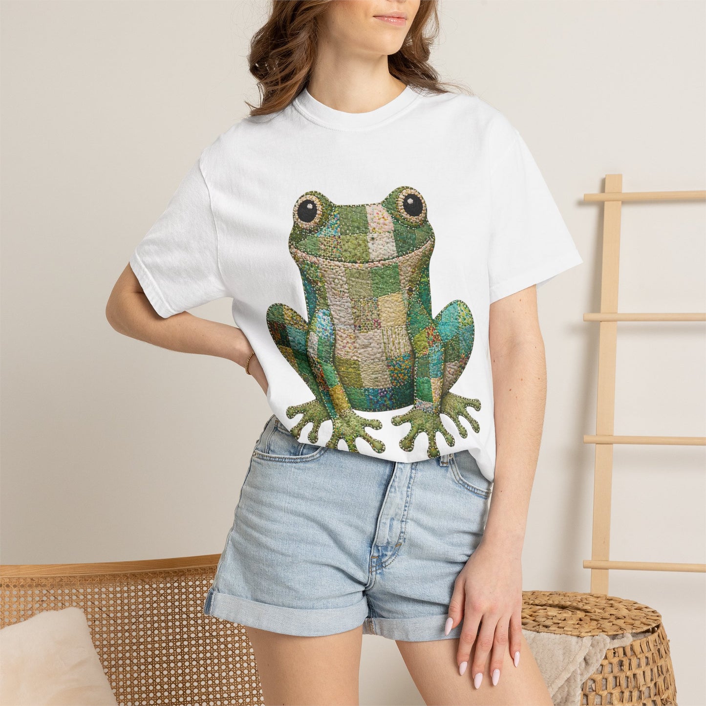 Faux Quilted Frog Shirt T-Shirt, Comfort Colors Printed Frog Tee, Cute Frog Shirt, Funny Frog Tee, Frog Lover Gift