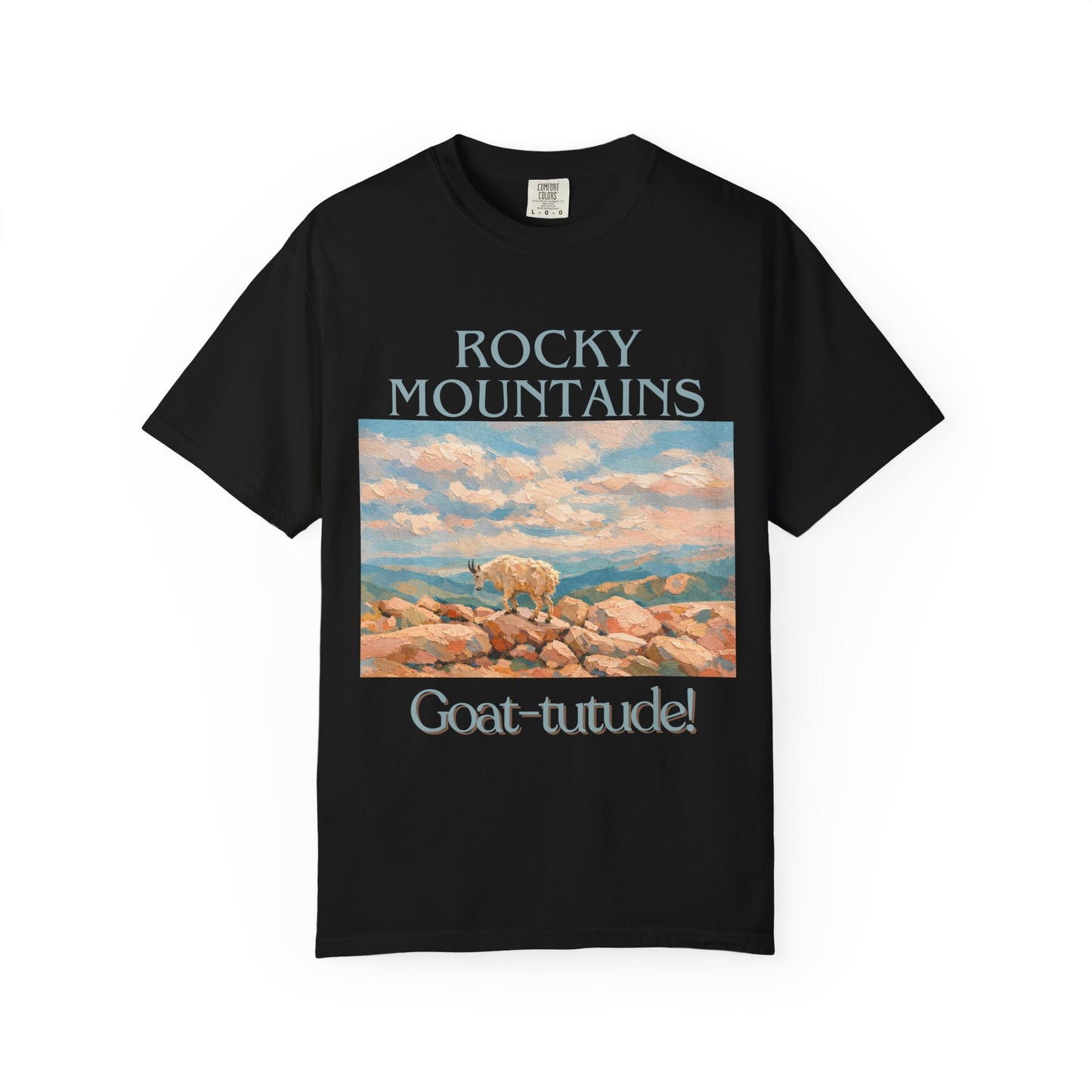 Rocky Mountains Goat-titude T-Shirt | Mountain Goat Illustration