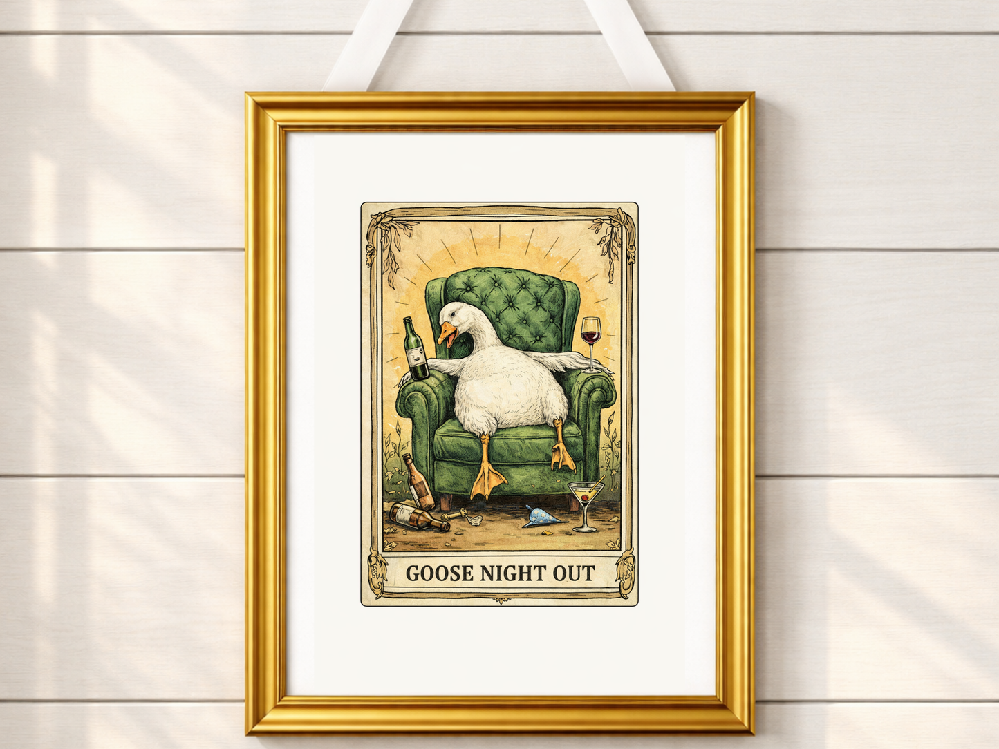 Tarot Goose Print, Goose Night Out Cute Goose Illustration Bar Cart Decorations Funny Goose Poster Cute Tarot Poster Girls Night Out Poster