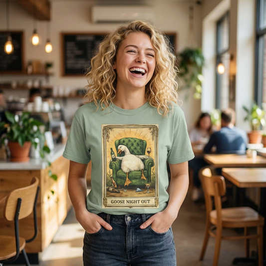 Tarot Goose Night Out T-shirt | Funny Goose Illustration