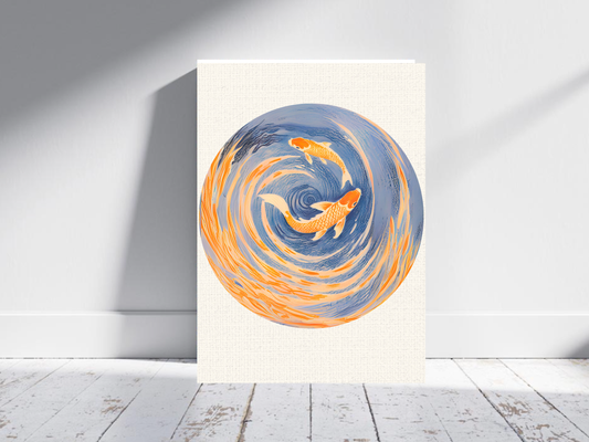 Koi Fish Chinoiserie Poster, Rolled Posters | Blue Coastal Wall Art