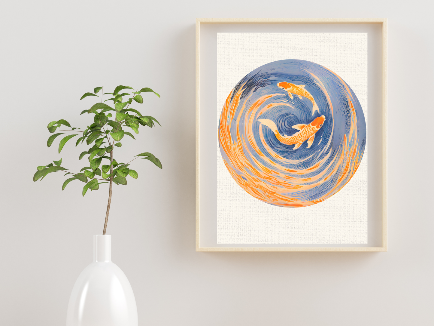 Koi Fish Chinoiserie Poster, Rolled Posters | Blue Coastal Wall Art