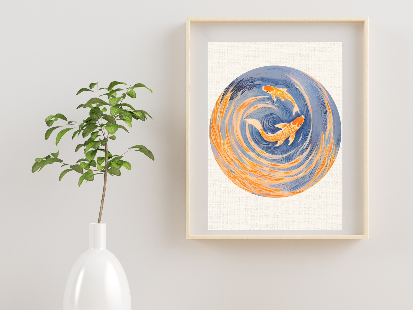 Koi Fish Chinoiserie Poster, Rolled Posters | Blue Coastal Wall Art