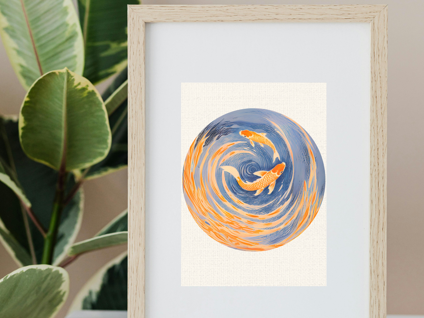 Koi Fish Chinoiserie Poster, Rolled Posters | Blue Coastal Wall Art