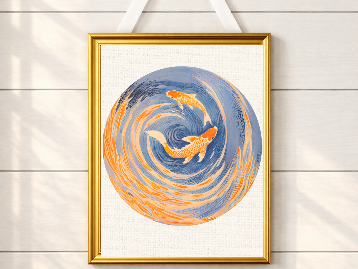 Koi Fish Chinoiserie Poster, Rolled Posters | Blue Coastal Wall Art