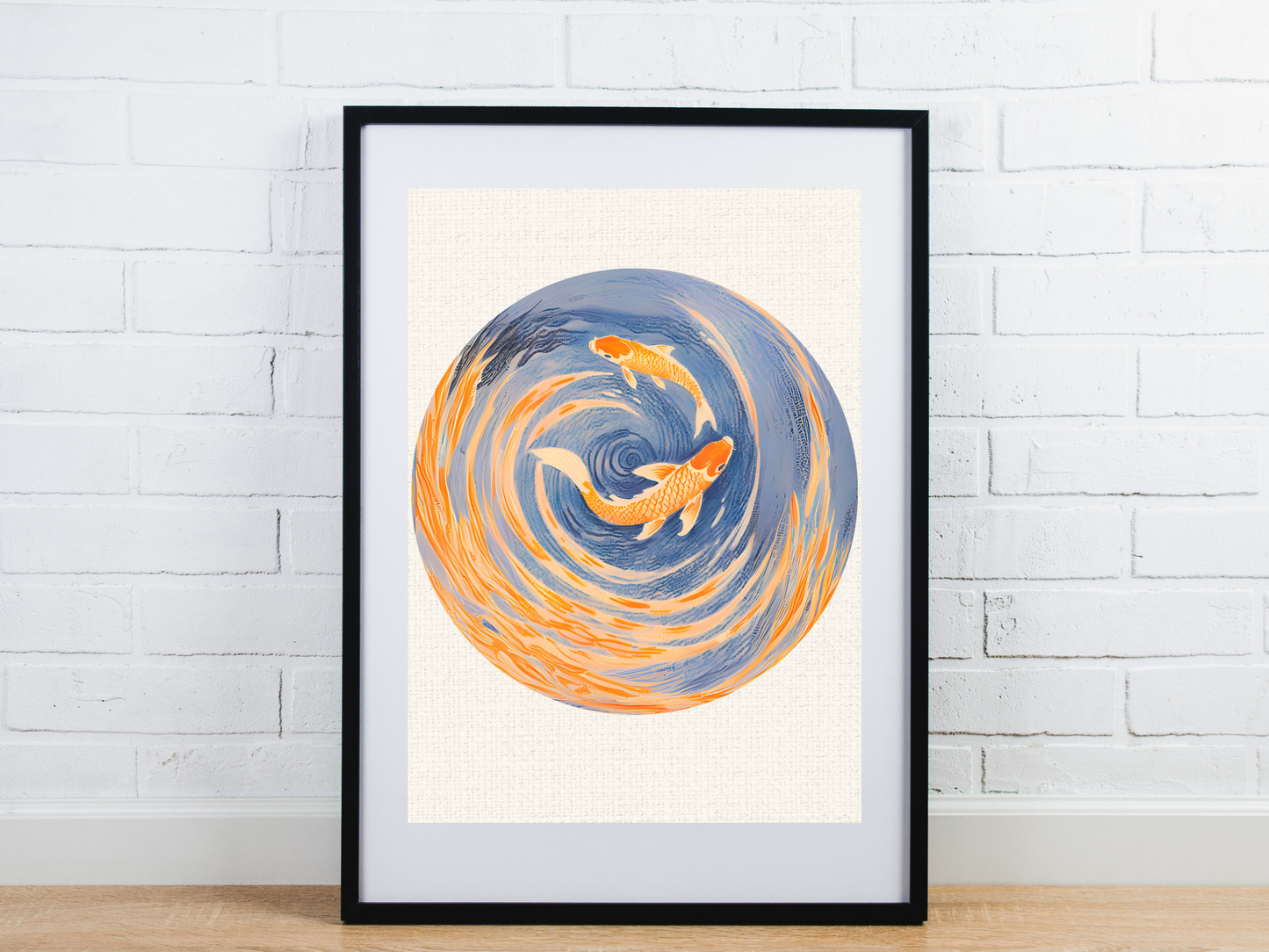 Koi Fish Chinoiserie Poster, Rolled Posters | Blue Coastal Wall Art