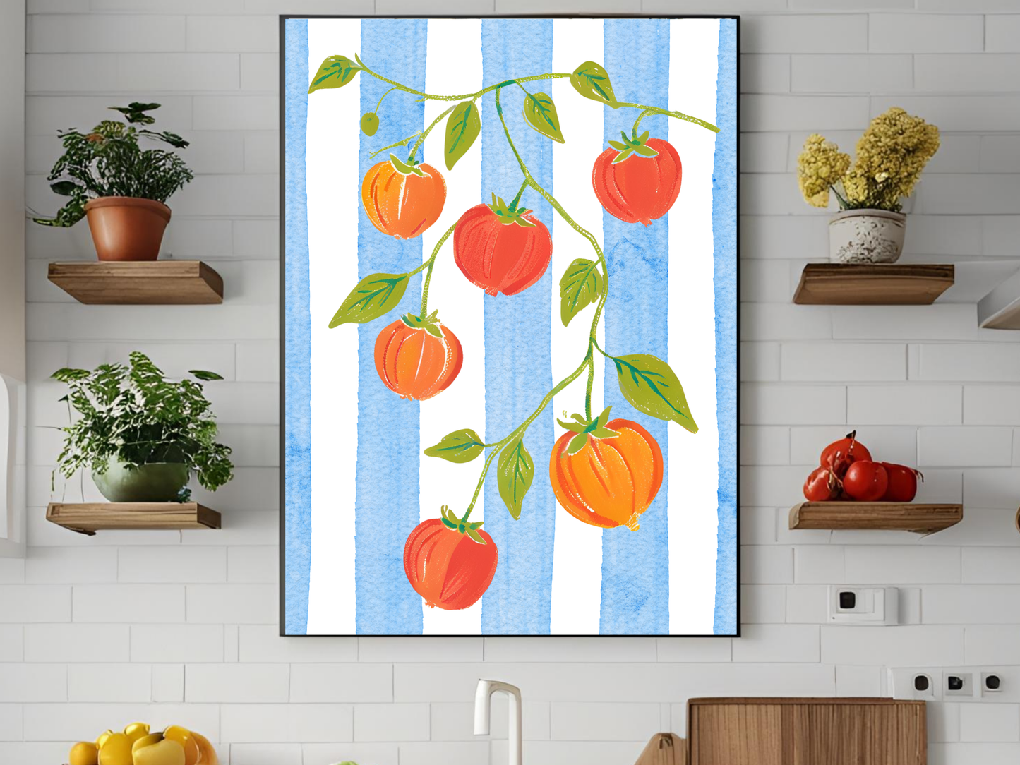 Mediterranean Tomato Wall Art – Italian Summer Kitchen Decor Print