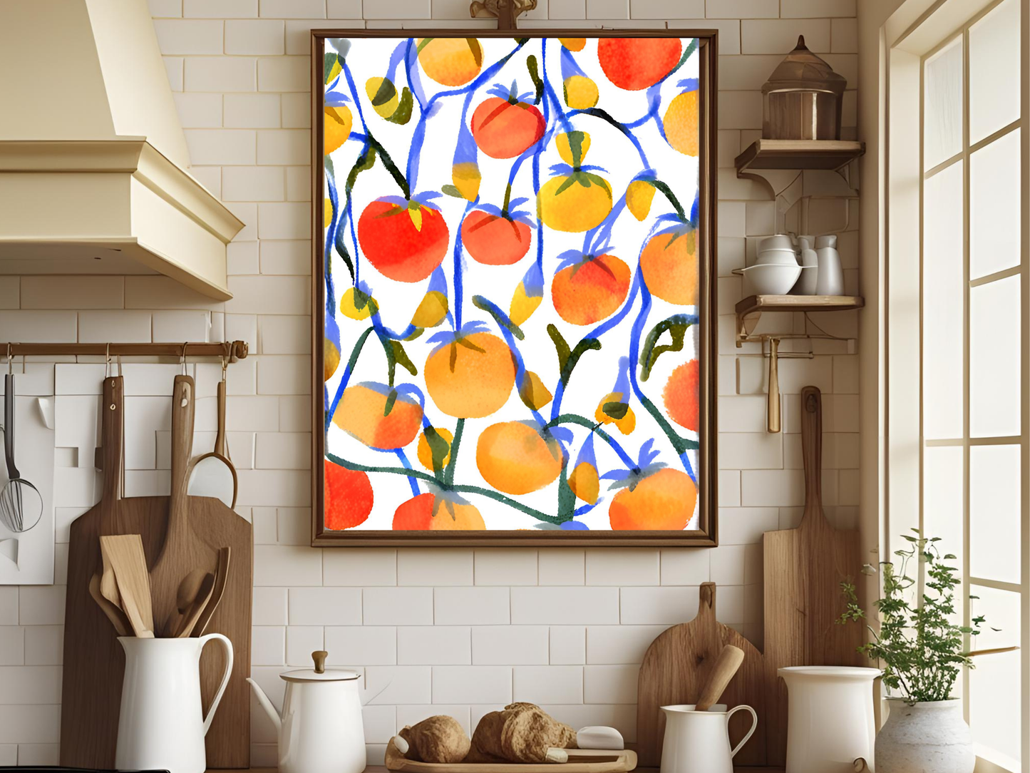Mediterranean Tomato Kitchen Print — Italian Summer Wall Art Poster
