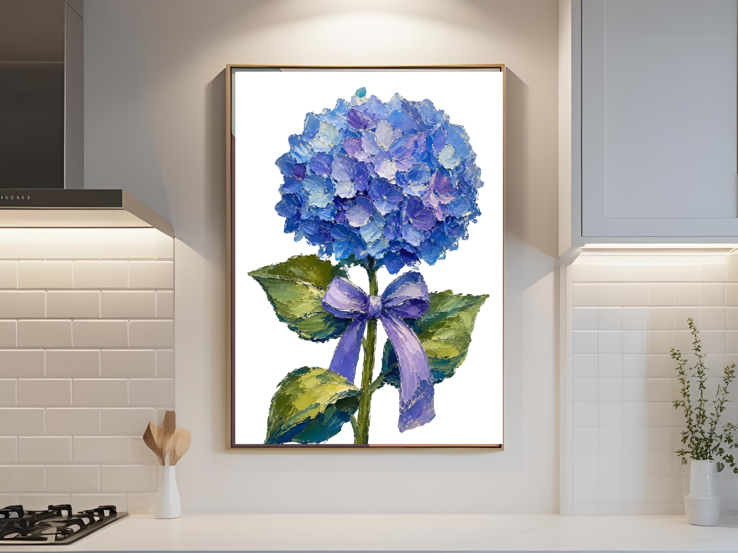 Blue Hydrangea Flower Oil Painting Print Botanical Print Floral Art Hydrangea Art Print