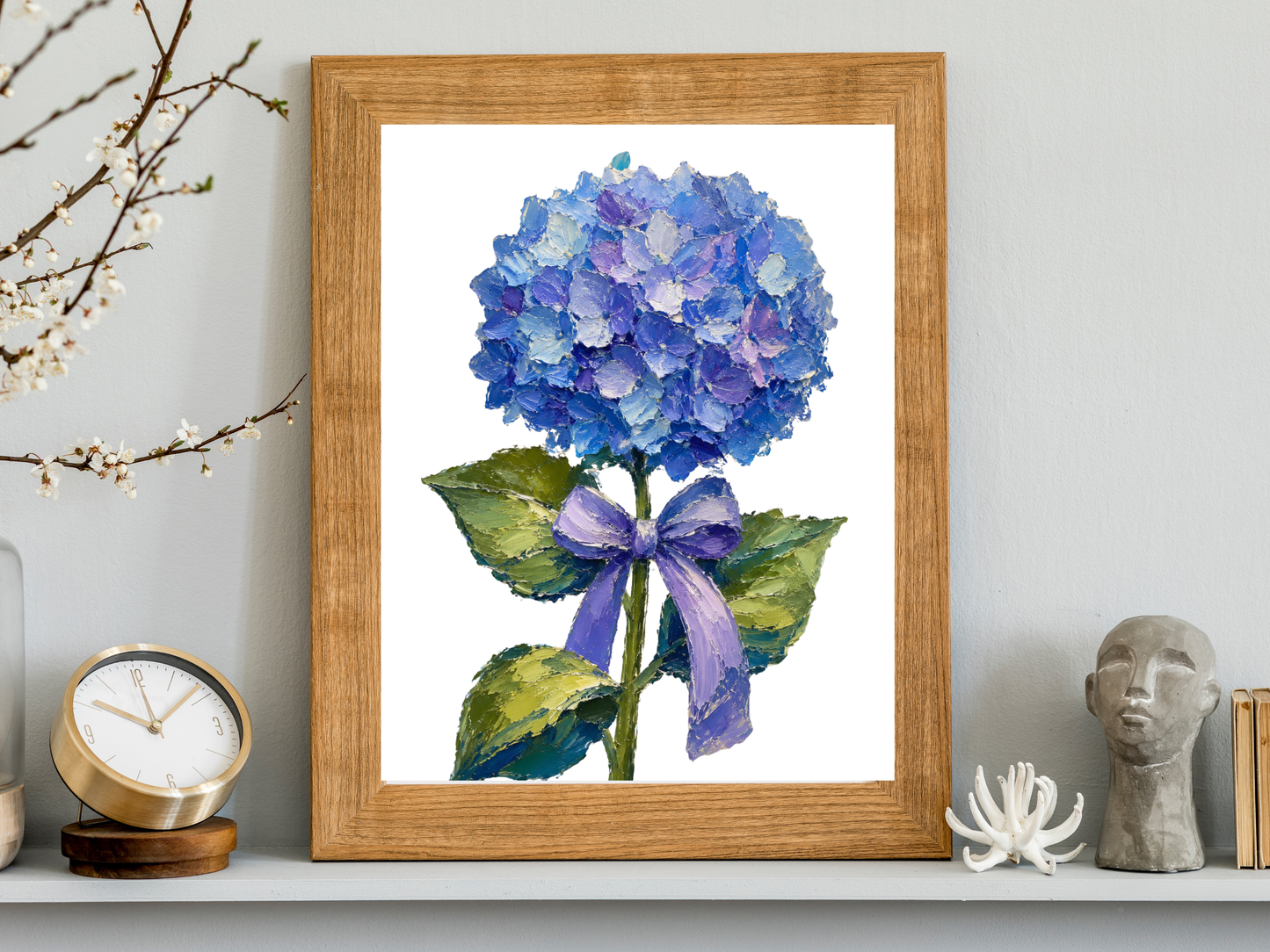 Blue Hydrangea Flower Oil Painting Print Botanical Print Floral Art Hydrangea Art Print