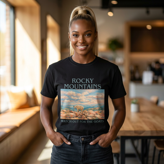 Vintage Rocky Mountains Goat-titude T-Shirt Mountain Goat Illustration Rocky Mountain Tees Funny Goat Gift Goat-Shirt Retro Colorado Shirt