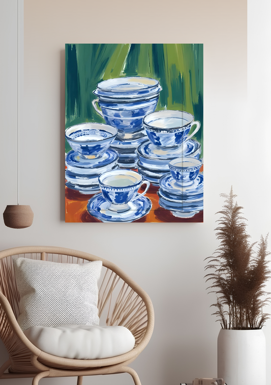 Blue and White Chinoiserie Art Print Vintage Ginger Jar Wall Decor Grandmillennial Kitchen Poster Classic China Fine Art Blue Willow Print