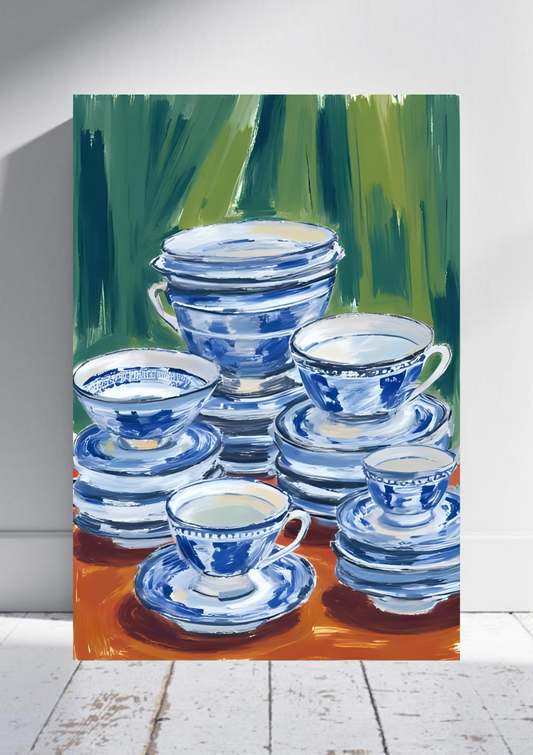 Blue and White Chinoiserie Art Print Vintage Ginger Jar Wall Decor Grandmillennial Kitchen Poster Classic China Fine Art Blue Willow Print