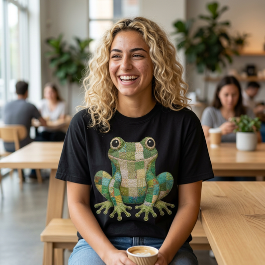 Faux Quilted Frog Shirt T-Shirt, Comfort Colors Printed Frog Tee, Cute Frog Shirt, Funny Frog Tee, Frog Lover Gift