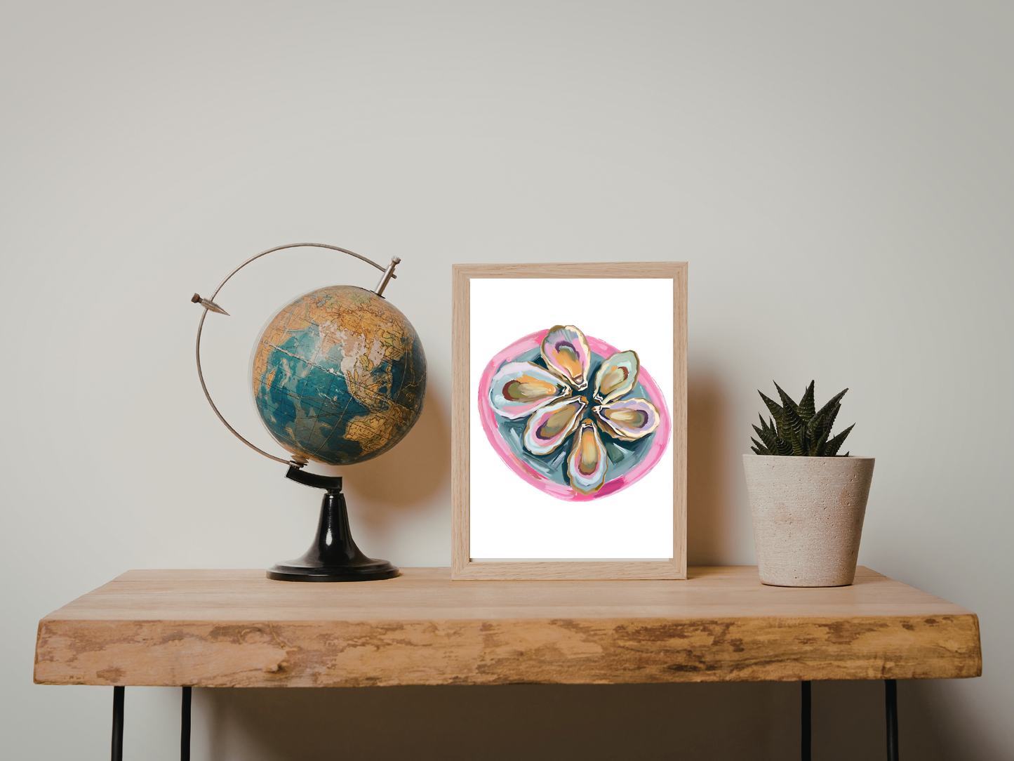 Blue Oyster Print Coastal Oyster Print Oyster Art Print, Oyster Wall Print, Oyster Shell Print, Watercolor Oyster Print, Pink Oyster