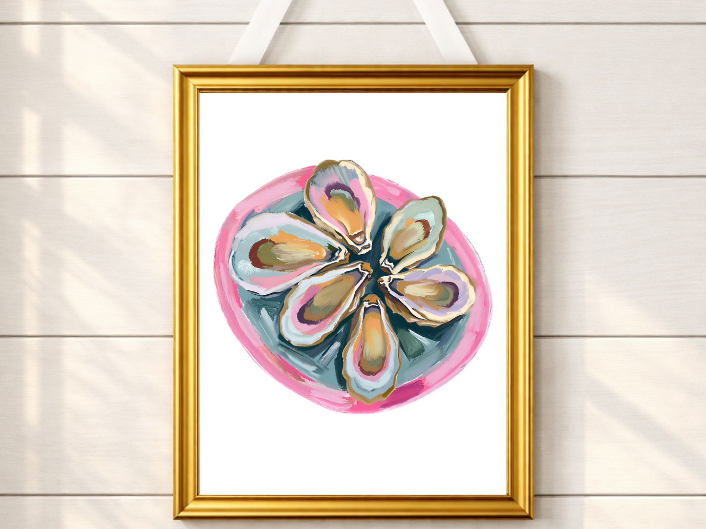 Blue Oyster Print Coastal Oyster Print Oyster Art Print, Oyster Wall Print, Oyster Shell Print, Watercolor Oyster Print, Pink Oyster