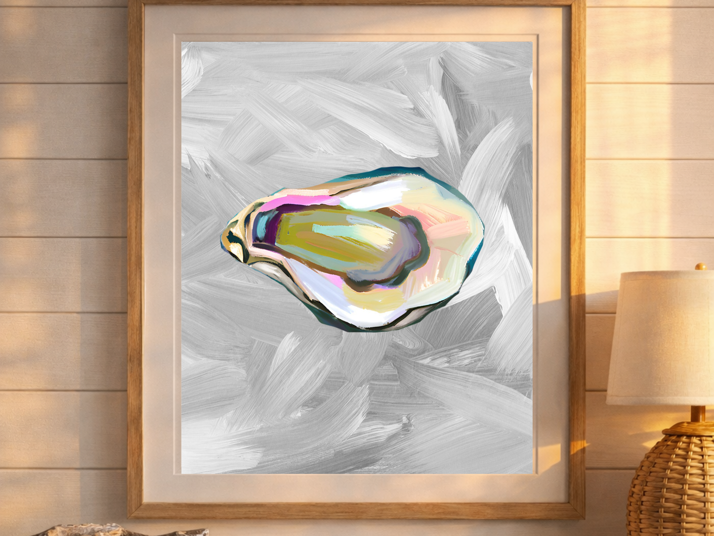 Blue Oyster Print, Coastal Oyster Print, Oyster Art Print, Oyster Wall Print, Oyster Shell Print, Watercolor Oyster Print