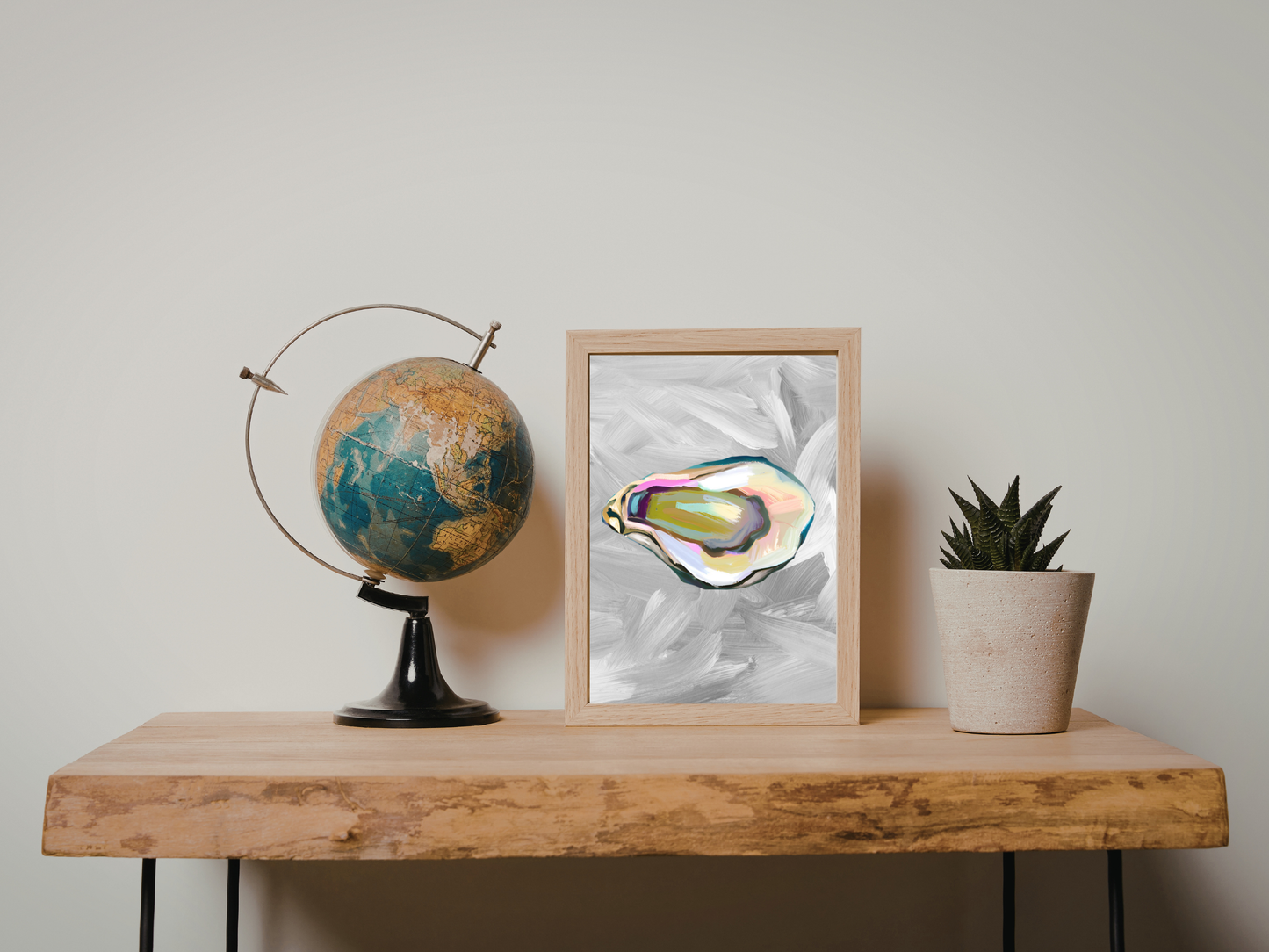 Blue Oyster Print, Coastal Oyster Print, Oyster Art Print, Oyster Wall Print, Oyster Shell Print, Watercolor Oyster Print